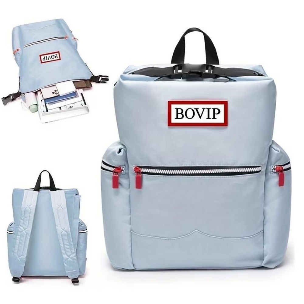 NWT VIP Light Blue Backpack with Red Zip Accents